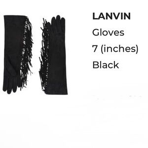 NWT Lanvin Suede Long Gloves, Fringes Sz. 7